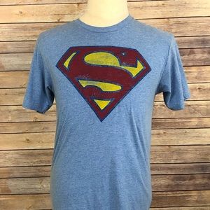 Superman DC Comics Heather Blue Graphic Tee Medium